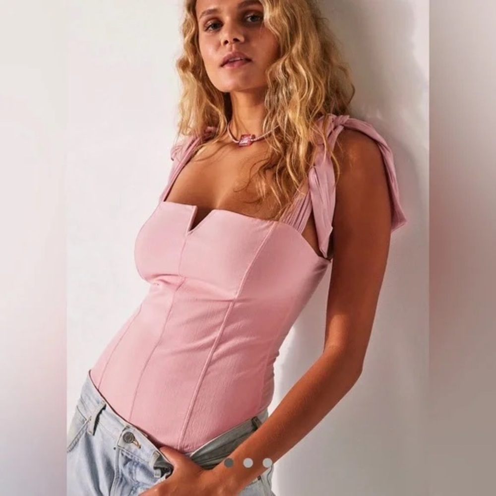Free People Coral Fabric Bodysuit